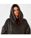 Sienna Teddy Fleece Glitter Hoodie Blanket - Charcoal Grey