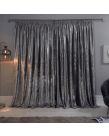 Sienna Crushed Velvet Pencil Pleat Curtains - Silver