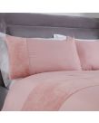 Sienna Glitter Teddy Fleece Panel Duvet Cover Set - Blush
