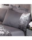 Sienna Crushed Velvet Band 4 Pack of Pillowcases - Silver Grey