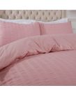 Highams Seersucker Duvet Cover Set - Blush Pink 