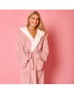 Sienna Hooded Sherpa Fleece Dressing Gown - Blush Pink