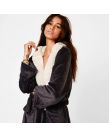 Sienna Hooded Sherpa Fleece Dressing Gown - Charcoal Grey