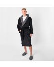 Sienna Hooded Sherpa Fleece Dressing Gown - Black