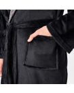 Sienna Hooded Sherpa Fleece Dressing Gown - Black