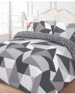 Dreamscene Shapes Geometric Duvet Cover Bedding Set, Black Grey - Double