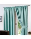 Thermal Pencil Pleat Blackout PAIR Curtains Ready Made Fully Lined - Aqua 90x90