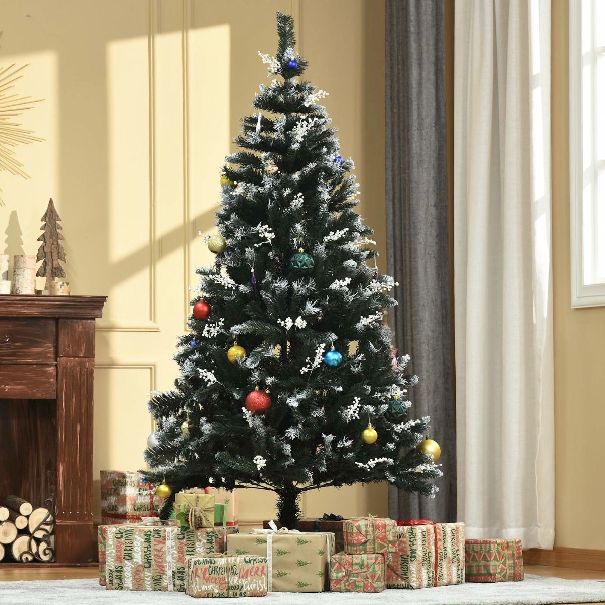 OHS Artificial Snow Dipped Christmas Tree, Dark Green - 6ft