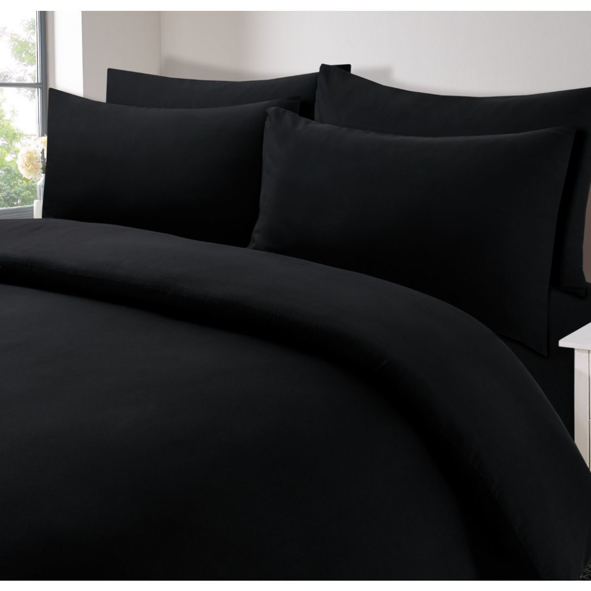 Brentfords 2 Pack Plain Dyed Housewife Pillowcases Black