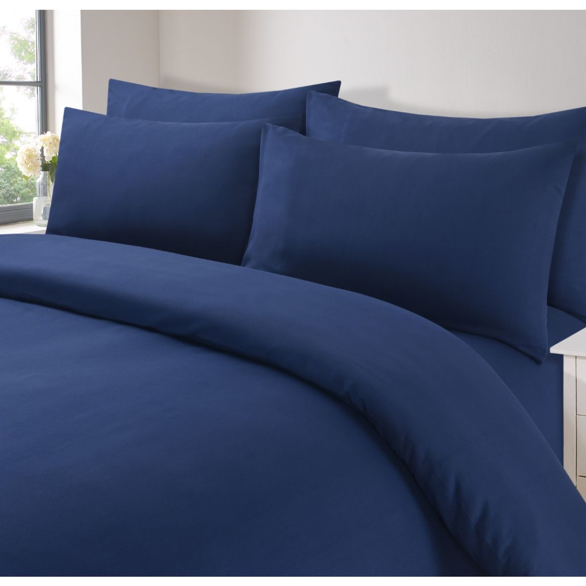 Brentfords 2 Pack Plain Dyed Housewife Pillowcases Navy