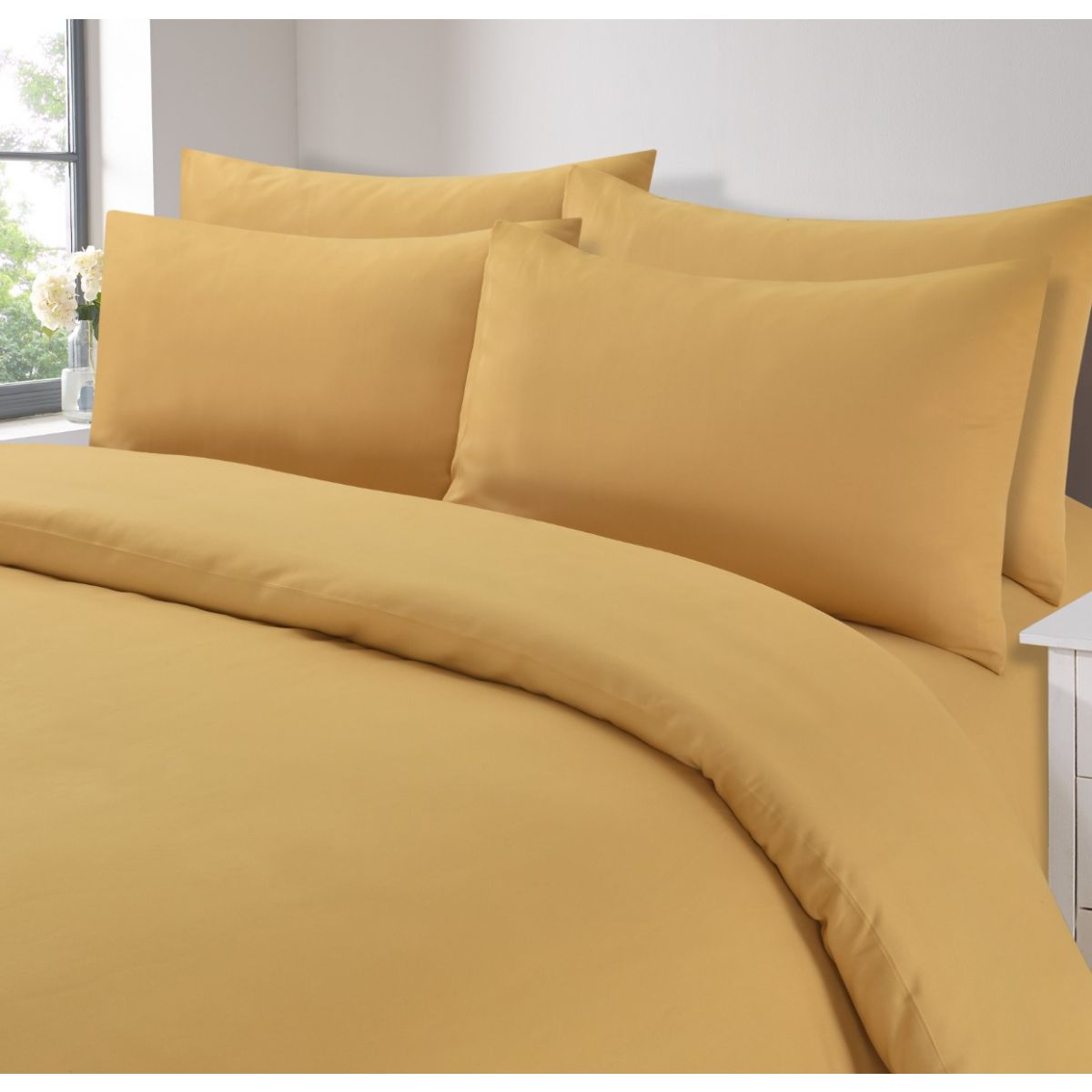 Brentfords 2 Pack Plain Dyed Housewife Pillowcases Ochre