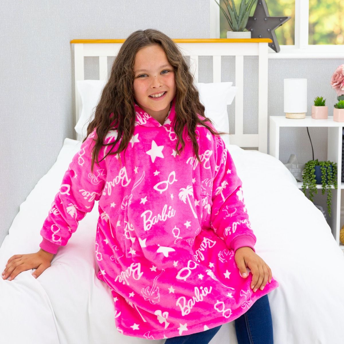 Barbie Little Girls Varsity Bomber Jacket Logo Bright Pink...