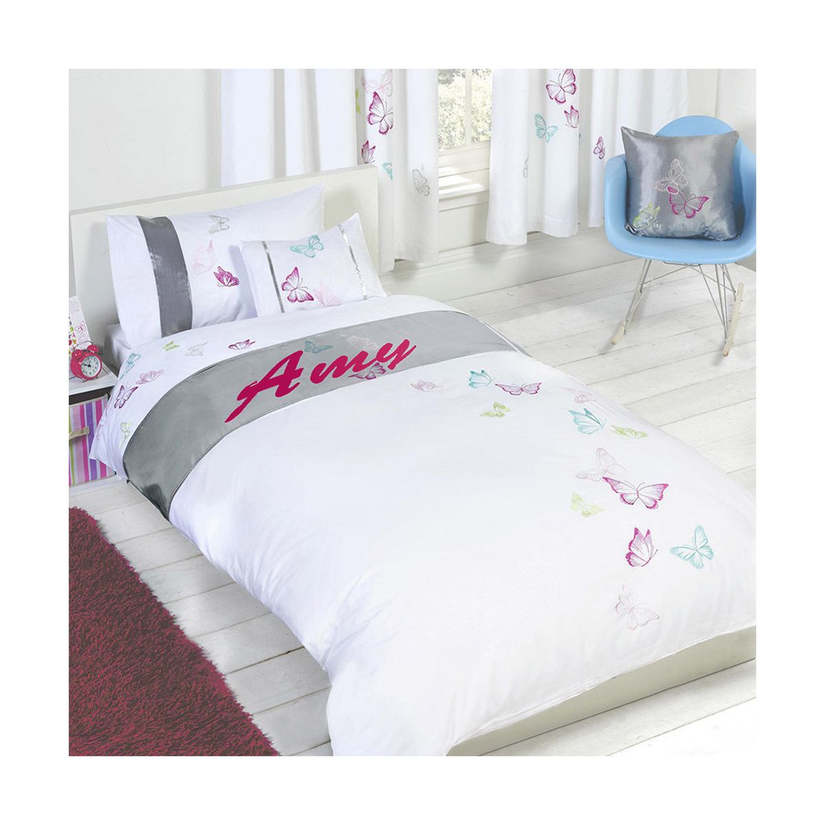 Amy Personalised Butterflies Duvet Cover Set - Double