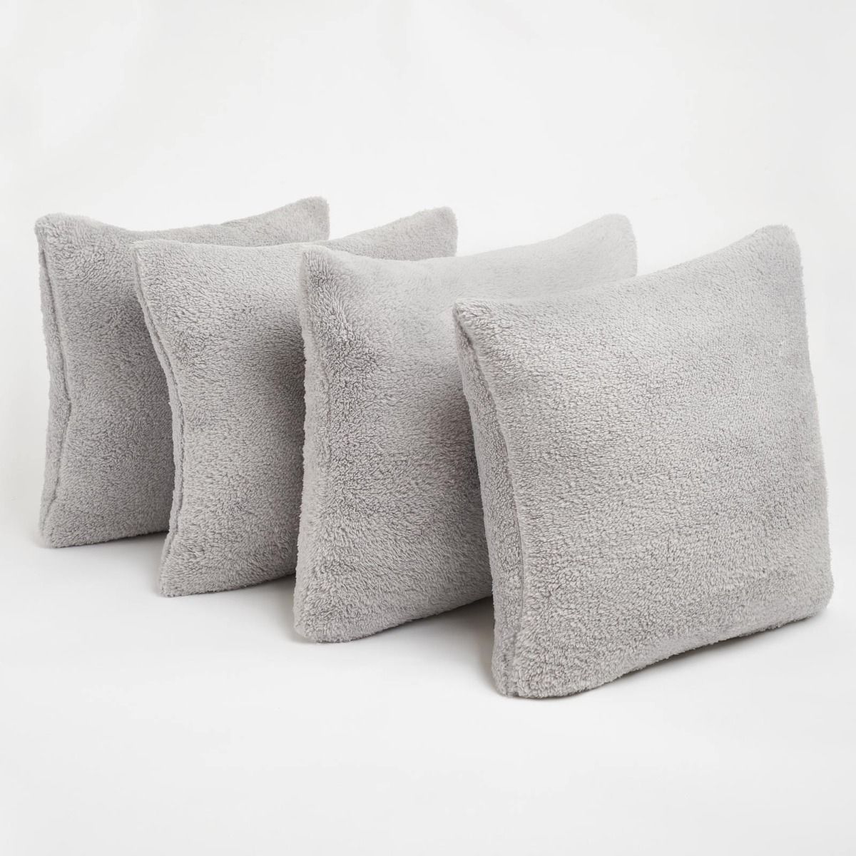 Brentfords 4 Pack Teddy Cushion Covers - Silver
