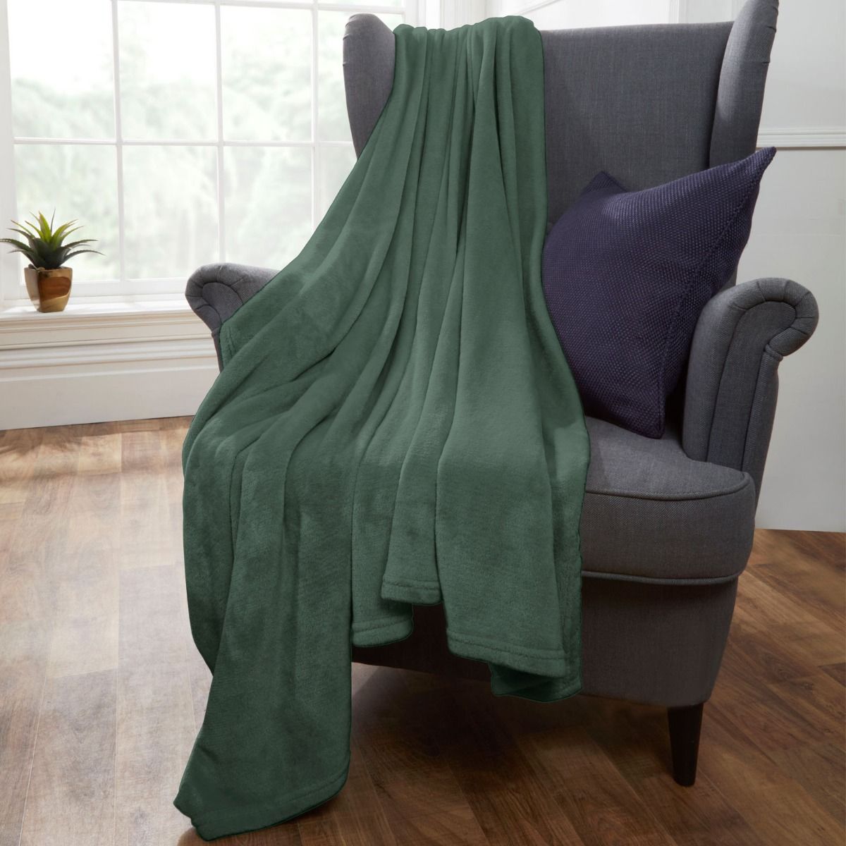 Brentfords Supersoft Throw, Green - 50 x 60 inches