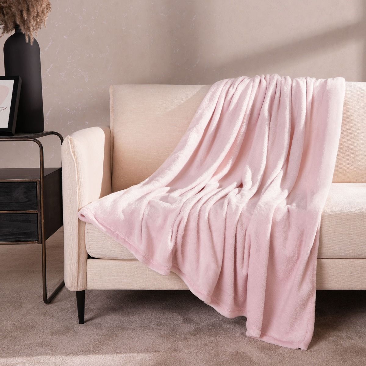Brentfords Supersoft Throw, Blush Pink - 120 x 150cm