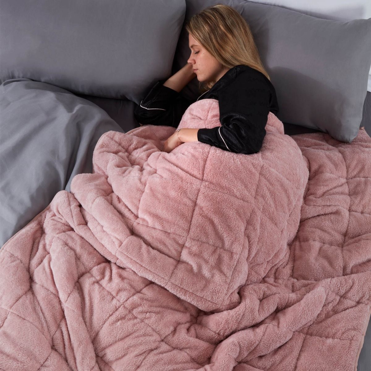 Brentfords Teddy Fleece Weighted Blanket - Blush Pink
