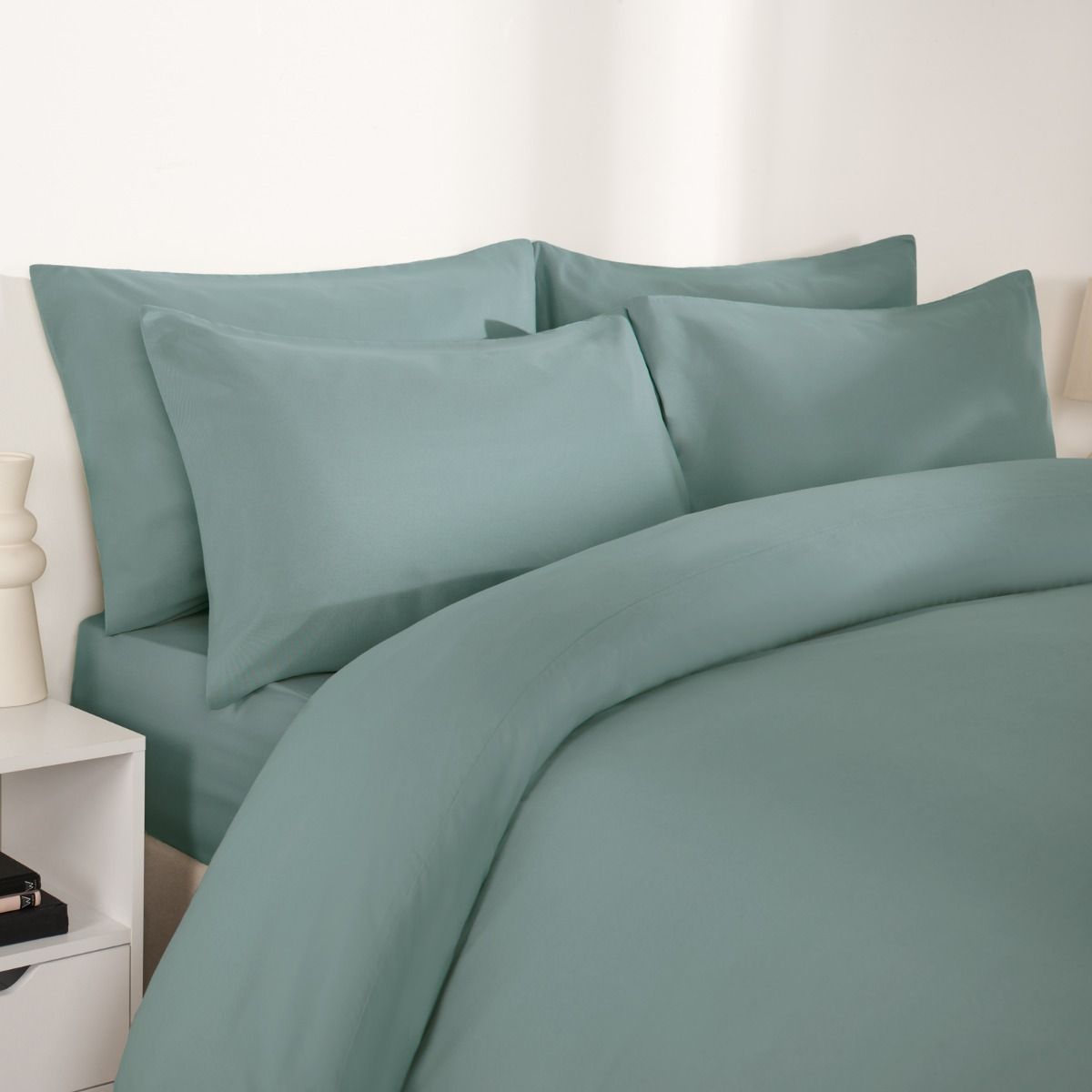 Brentfords 2 Pack Plain Dyed Housewife Pillowcases Duck Egg
