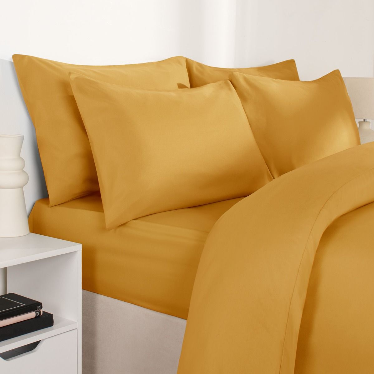 Brentfords 2 Pack Plain Dyed Housewife Pillowcases Ochre