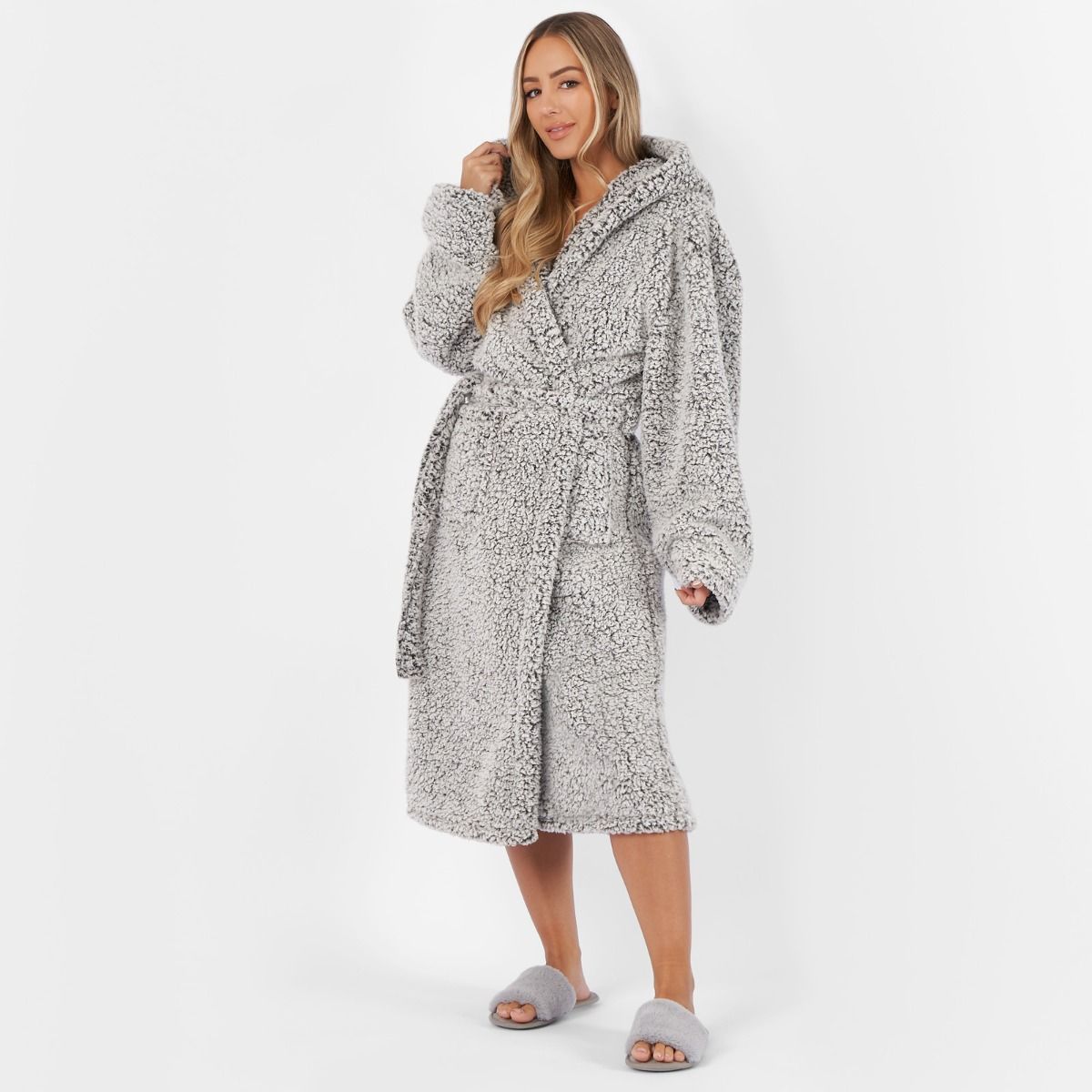Fleece Hooded Dressing Gown | M&S GR