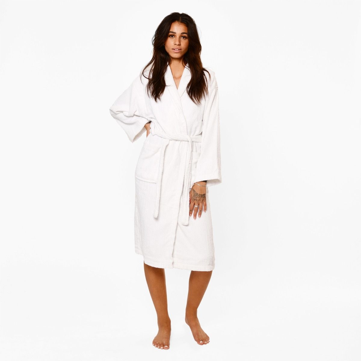 Brentfords 100% Cotton Towelling Dressing Gown - White