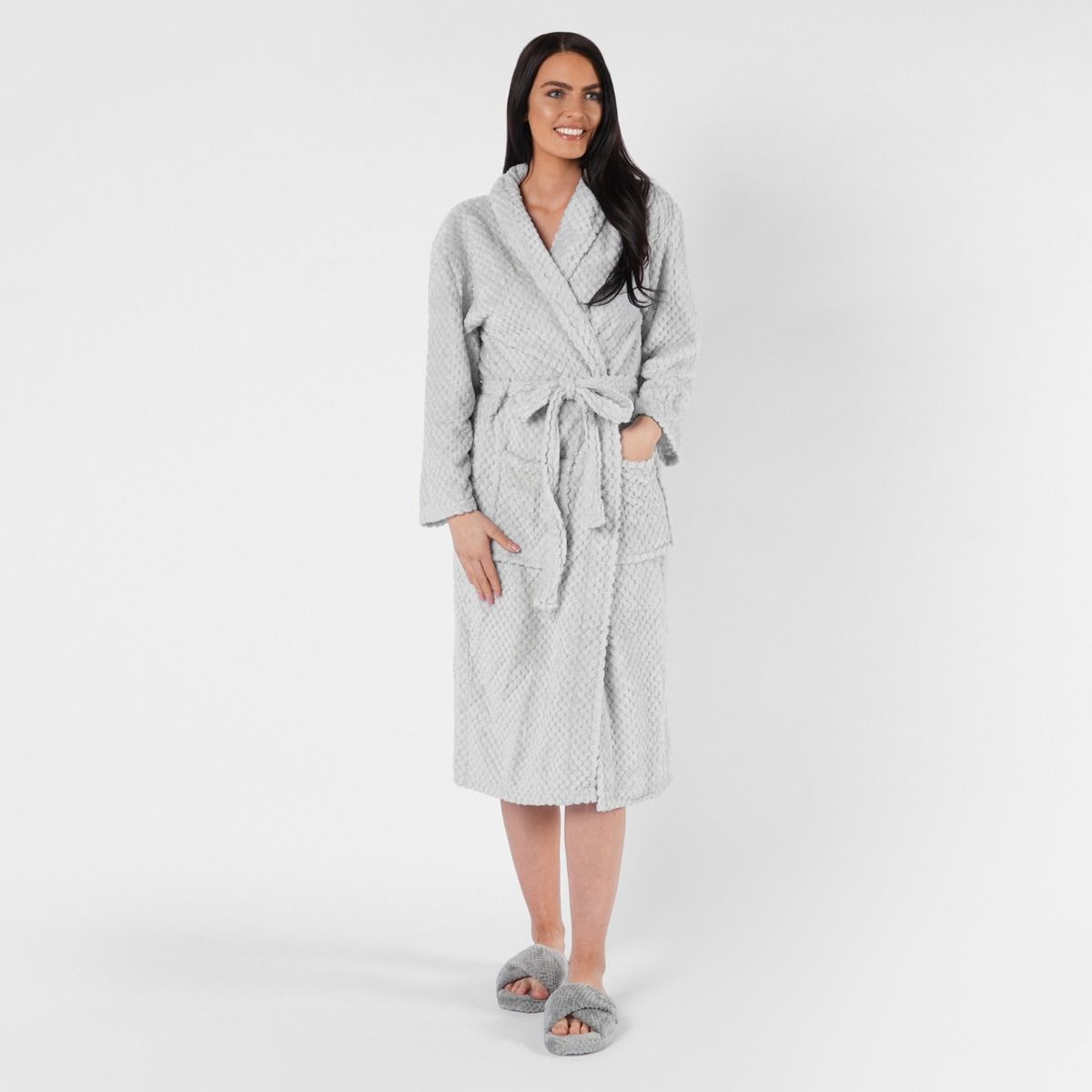 waffle grey dressing gown
