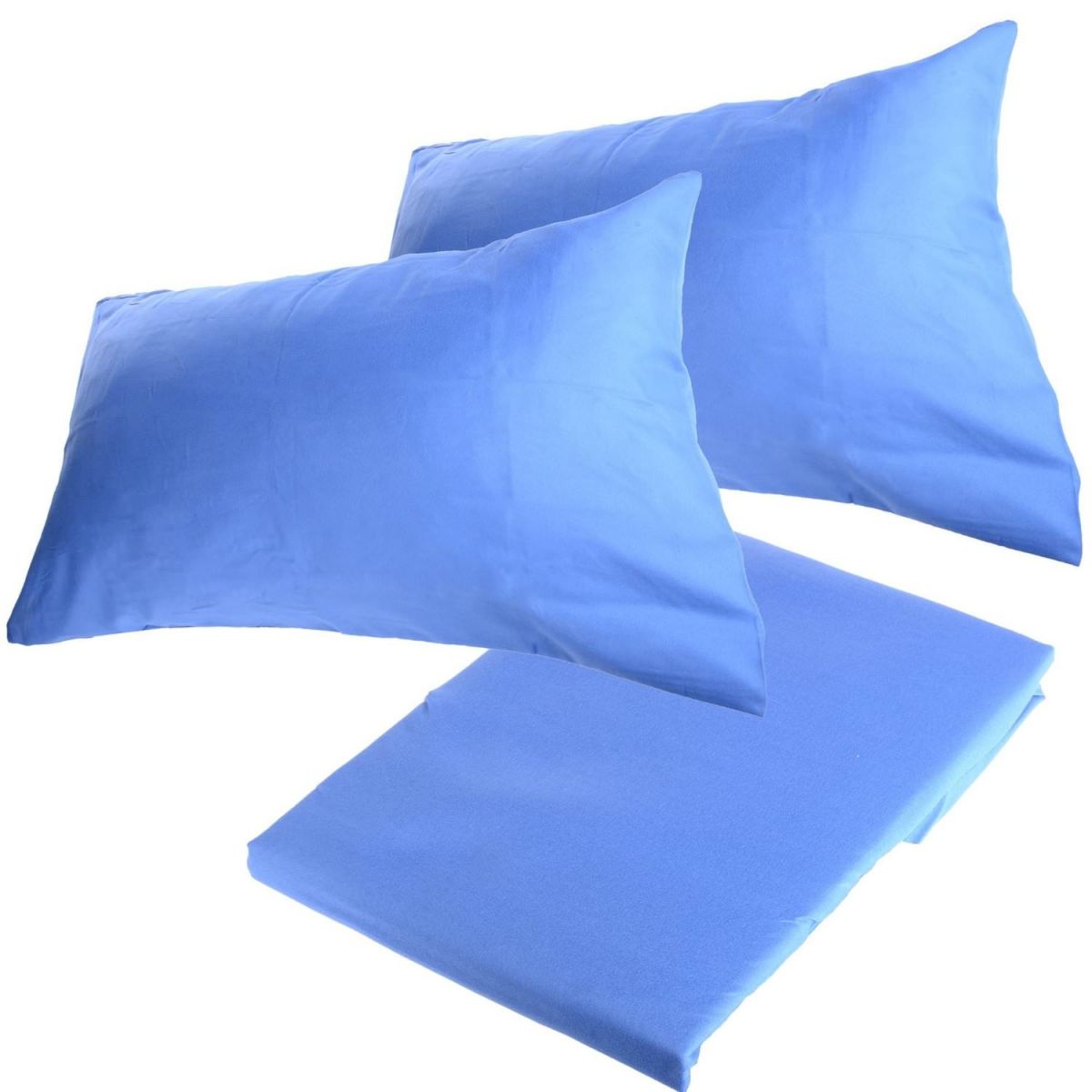 Dreamscene Plain Sheet Set with 2 Pillowcases - Blue, Double