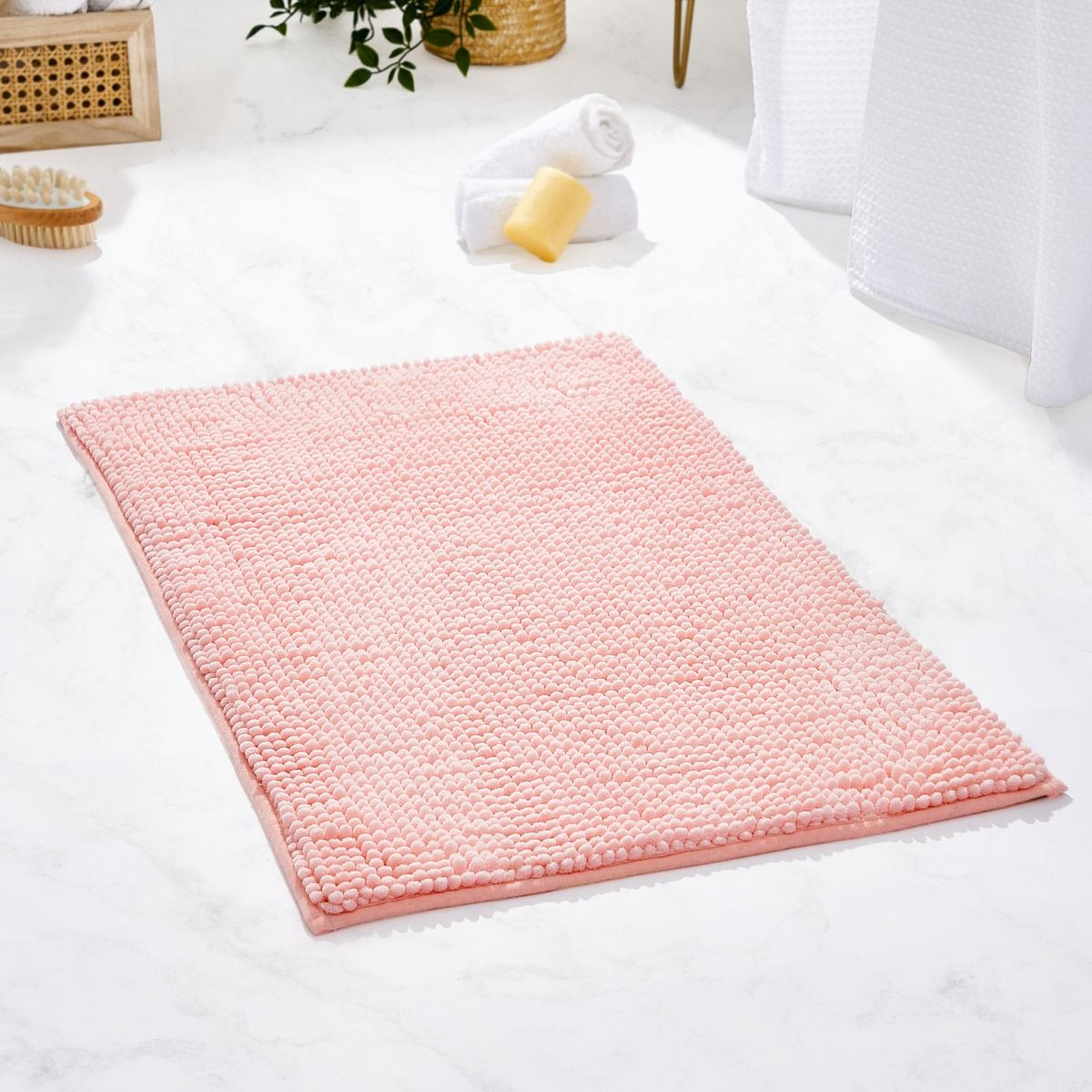 Brentfords Microfibre Noodle Bath Mat Blush Pink