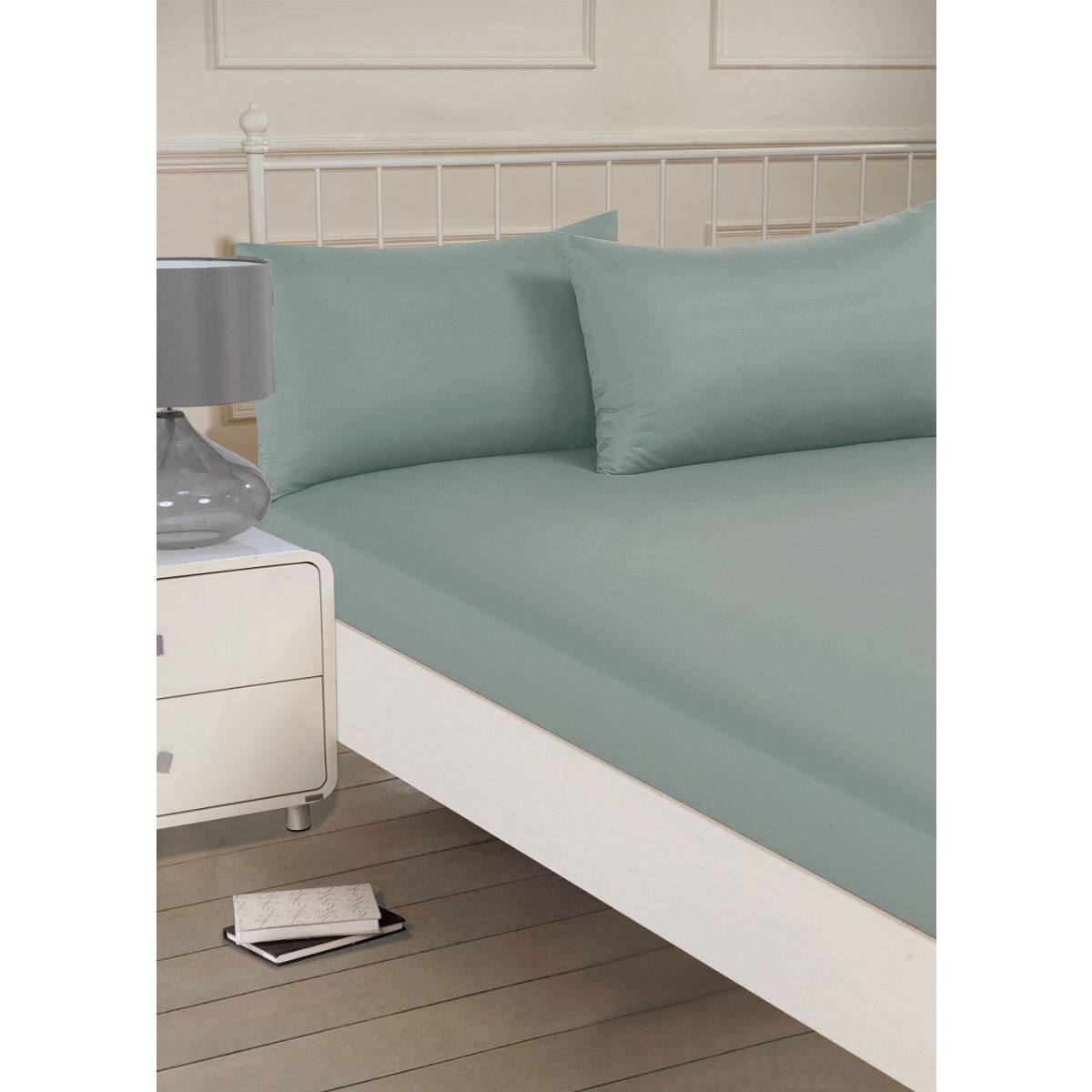 Brentfords Plain Dye Bed Fitted Sheet Soft Microfibre - Duck Egg - Single Size