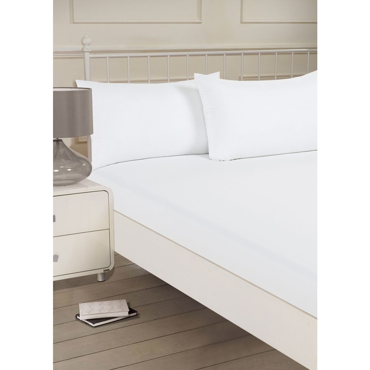 Brentfords Plain Dyed Single Fitted Sheet - White