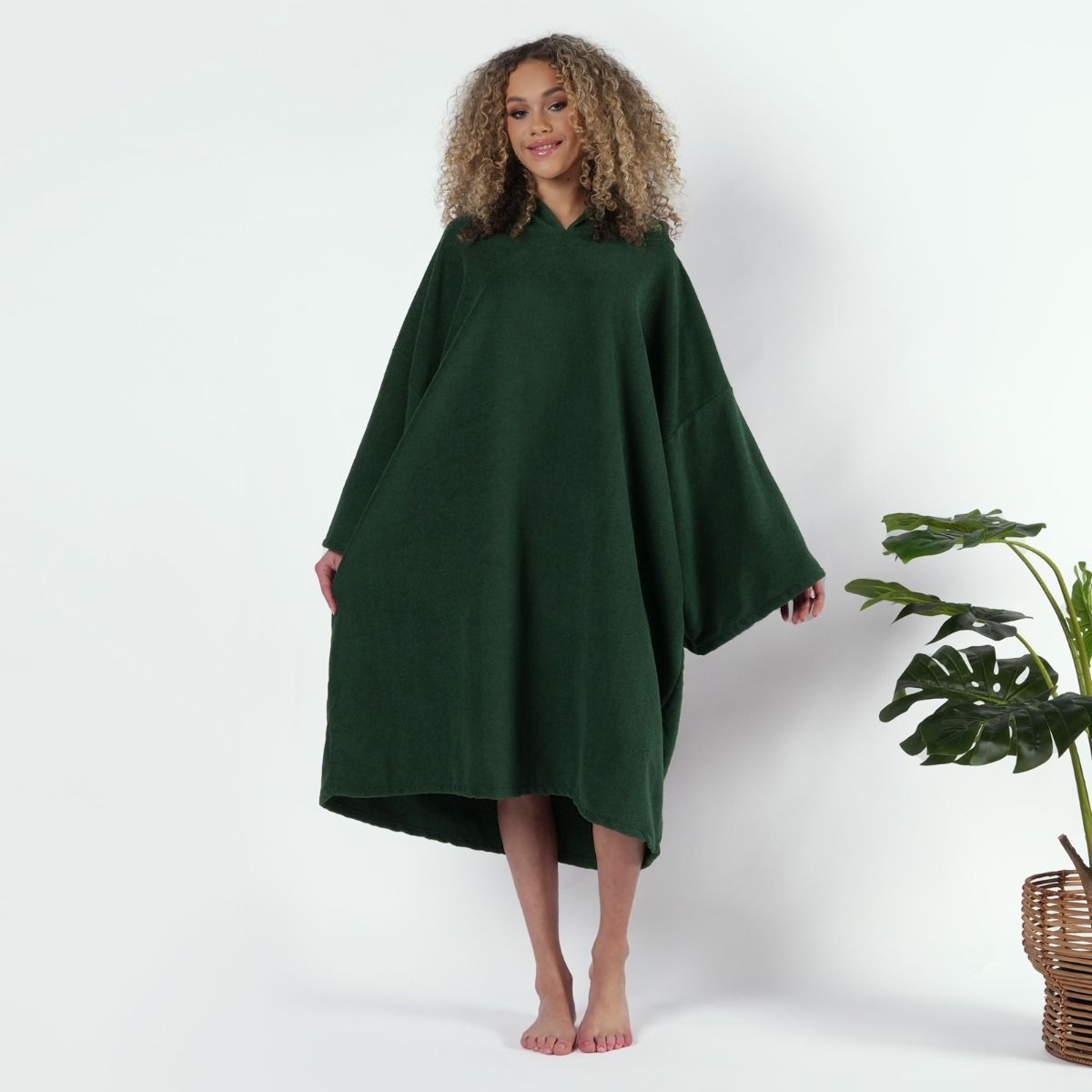 Brentfords Adults Poncho Oversized Changing Robe, Forest Green - One Size