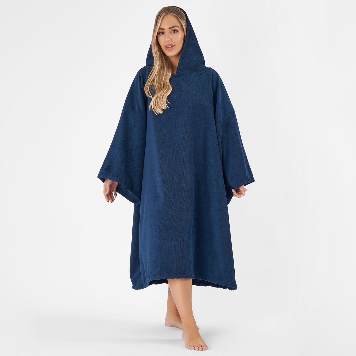 Brentfords Adult Poncho Oversized Changing Robe, Navy Blue - One Size
