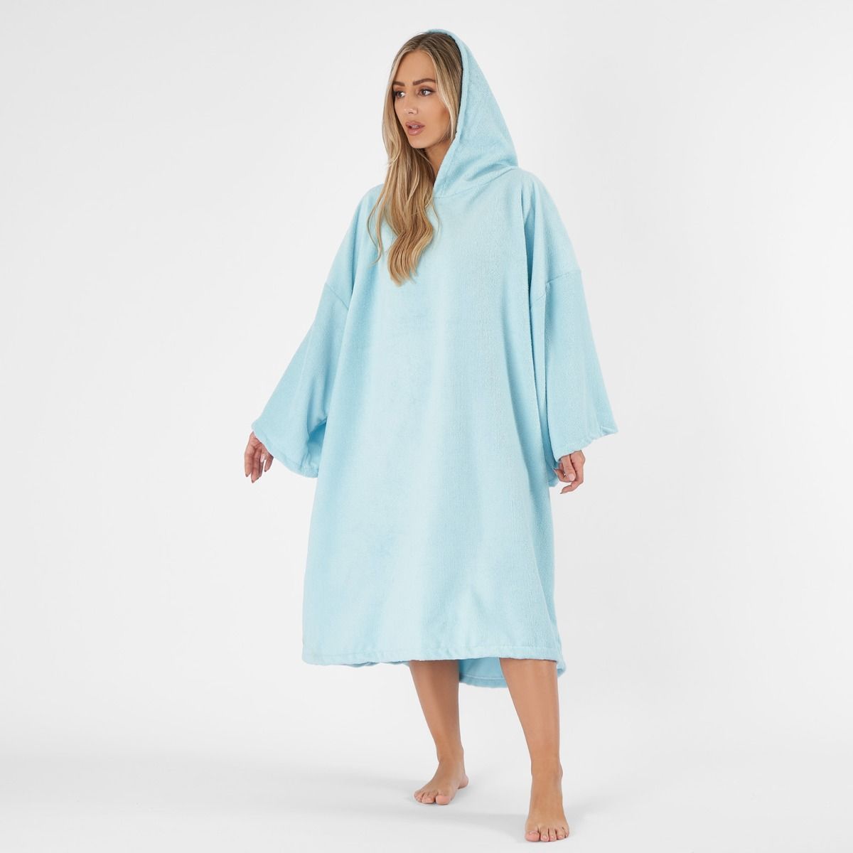 Brentfords Adult Poncho Oversized Changing Robe, Sky Blue - One Size