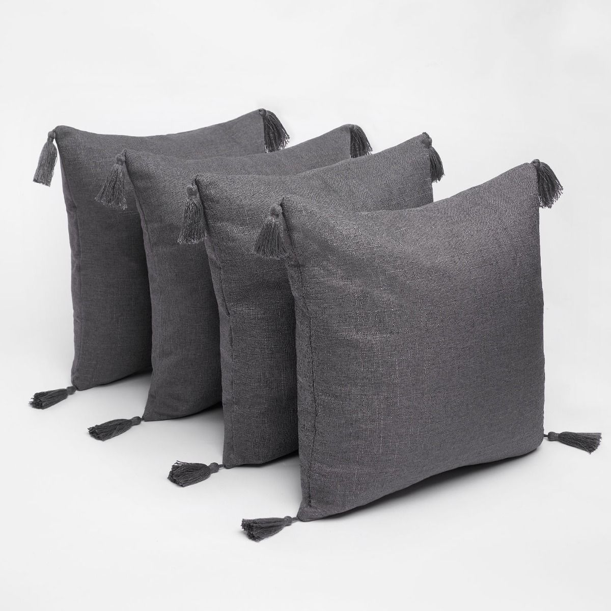 Dreamscene Tassel Cushion Covers - Charcoal