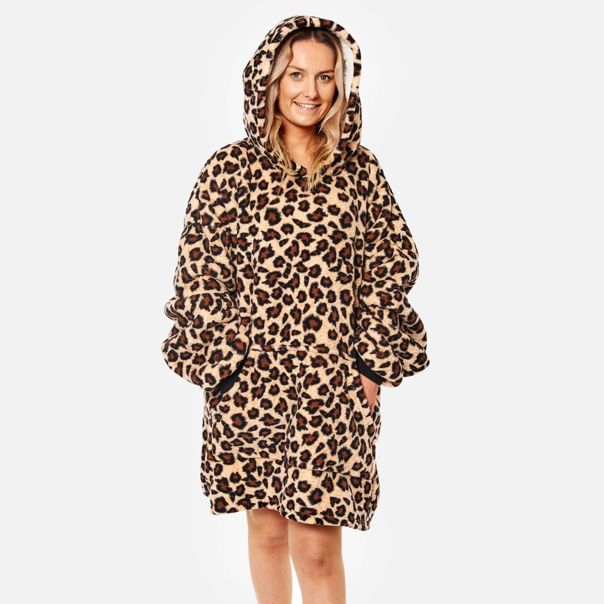 Dreamscene Leopard Print Hoodie Blanket