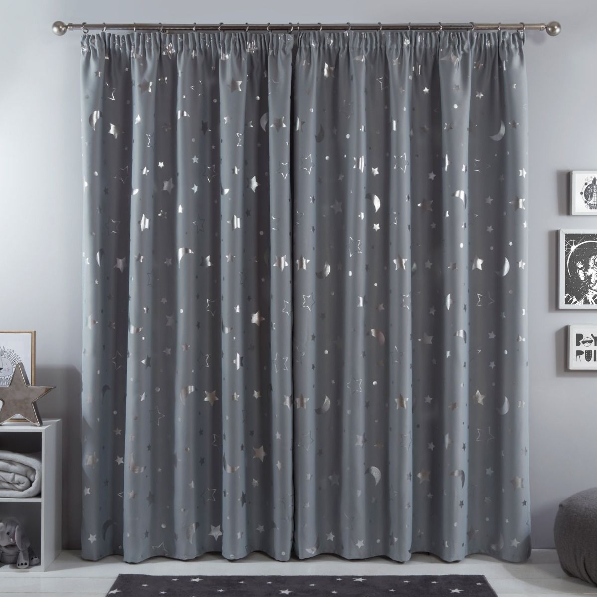 Dreamscene Pencil Pleat Blackout Curtains Set of 2 Thermal Tape Top Heading Panels Ready Made Width 46 x Drop 54 Charcoal Grey 