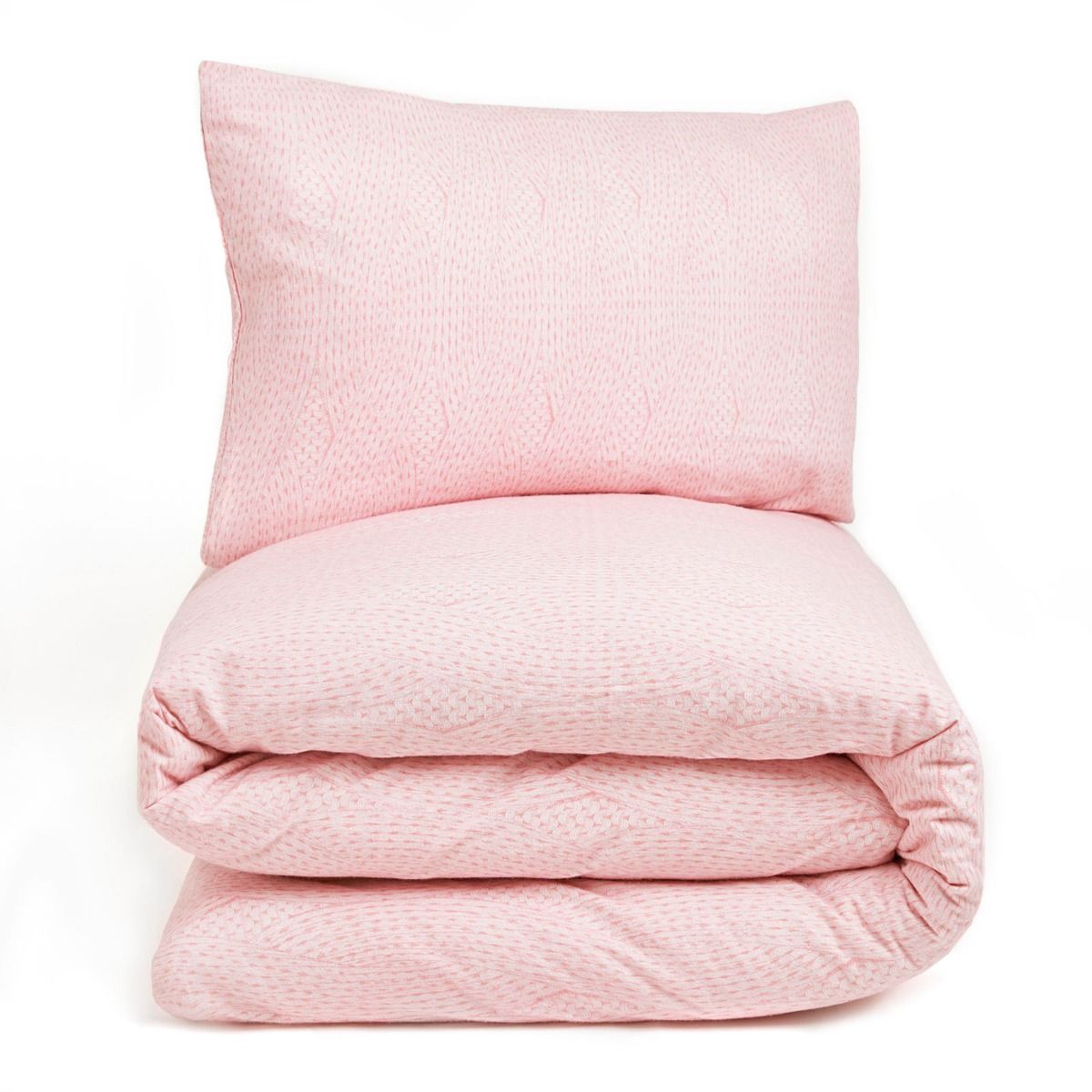 Dreamscene Chunky Knit Print Brushed Cotton Duvet Set, Blush Superking