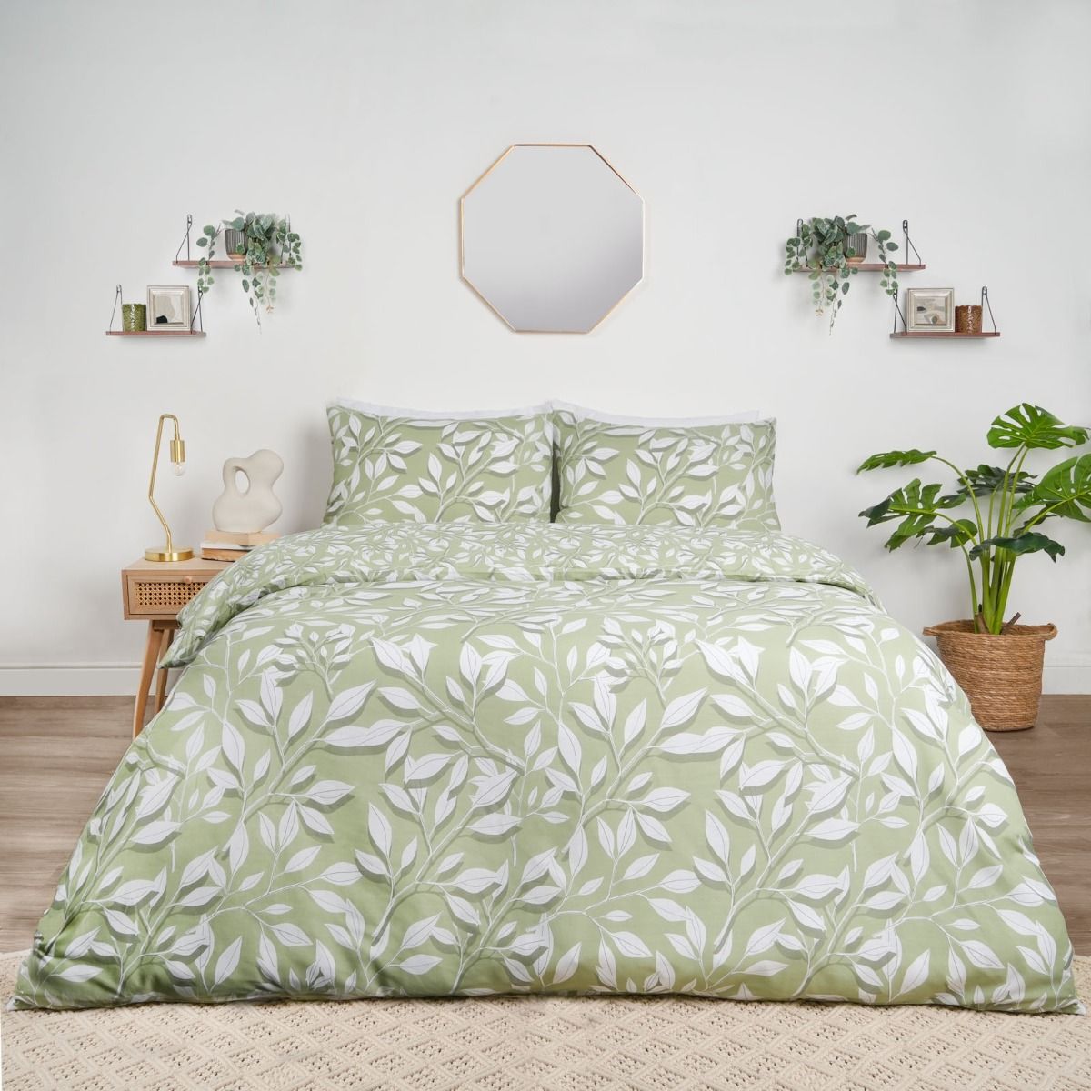 Dreamscene Leaf Print Duvet Set Sage
