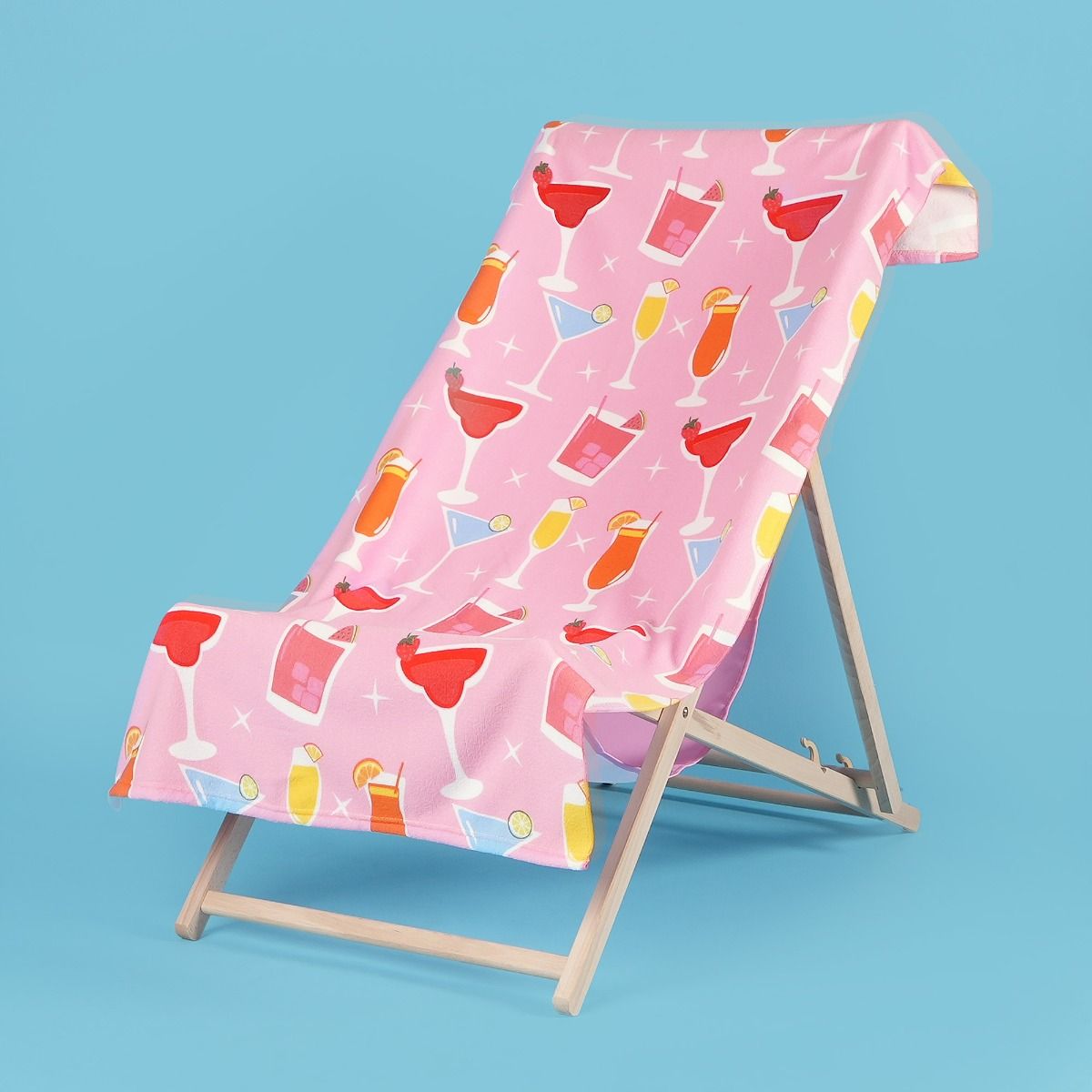 Dreamscene Cocktail Print Beach Towel - Blush