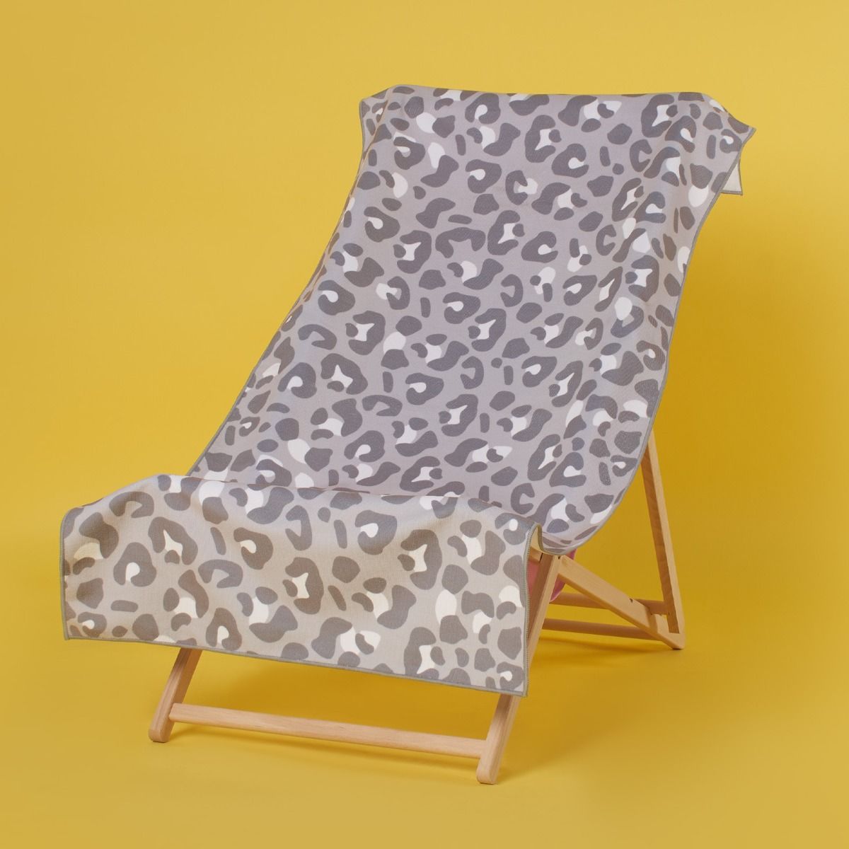 Dreamscene Leopard Print Beach Towel - Grey