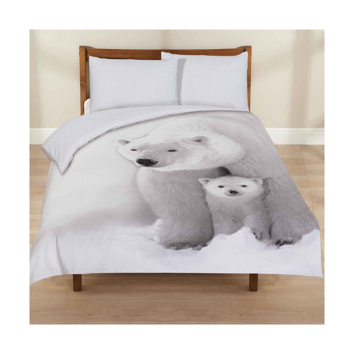 3D Polar Bear Animal Print Duvet Cover Set - Double