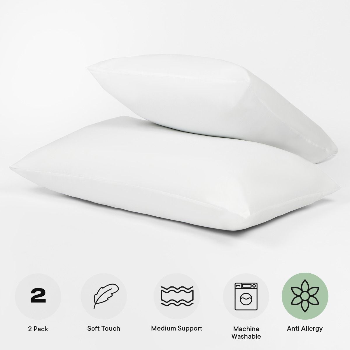 OHS Soft Touch Anti Allergy Pillows, White 2 Pack