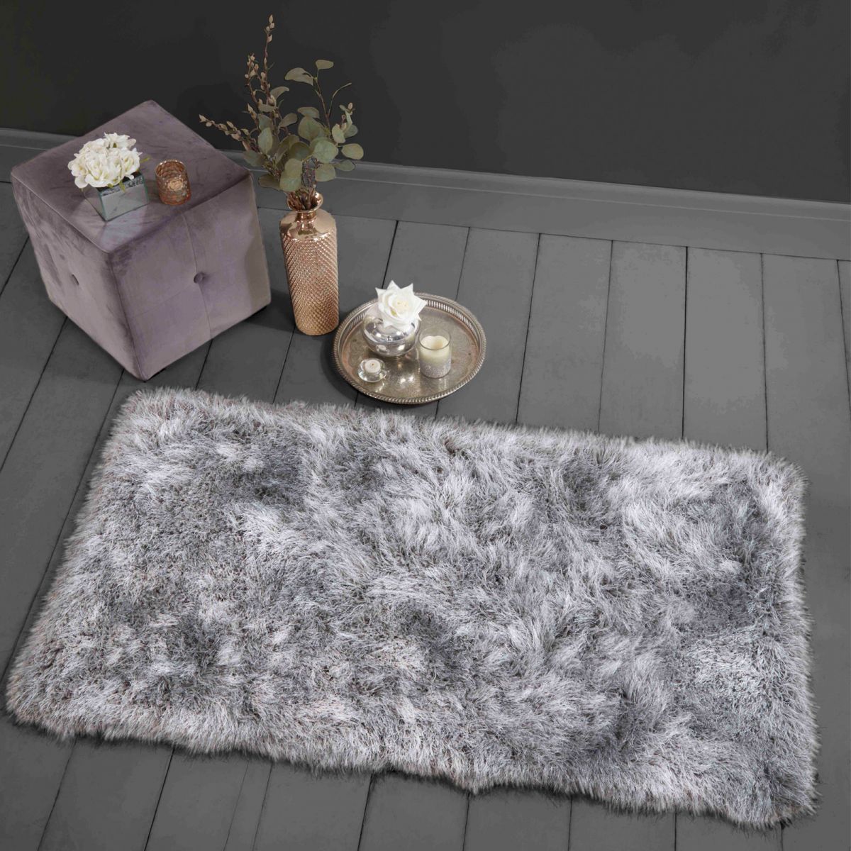 Sienna Luxurious Extra Shaggy Rug 9cm Pile Silver Grey