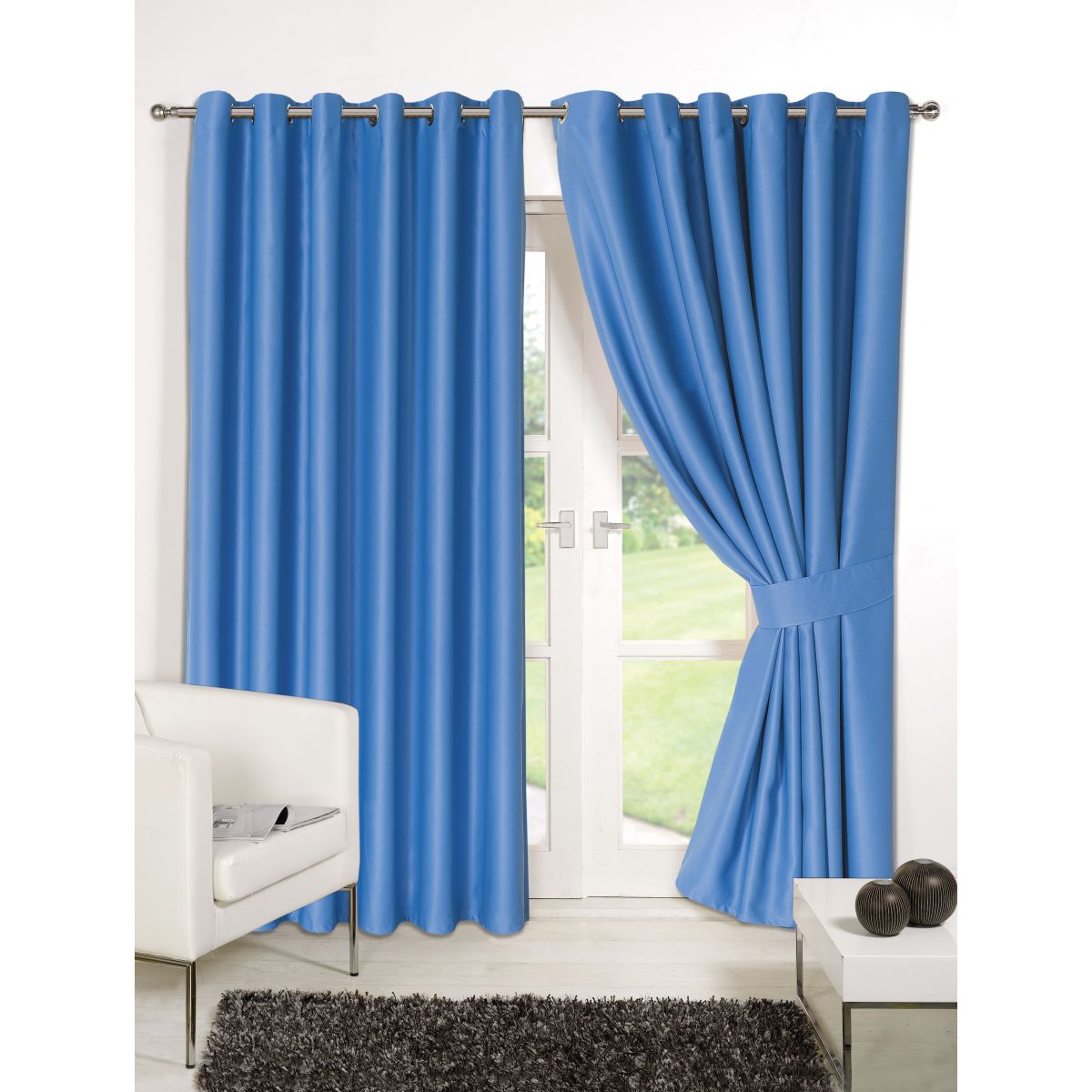 Dreamscene Ring Top Lined Thermal Blackout Eyelet Curtains, Duck Egg - 90" x 90"