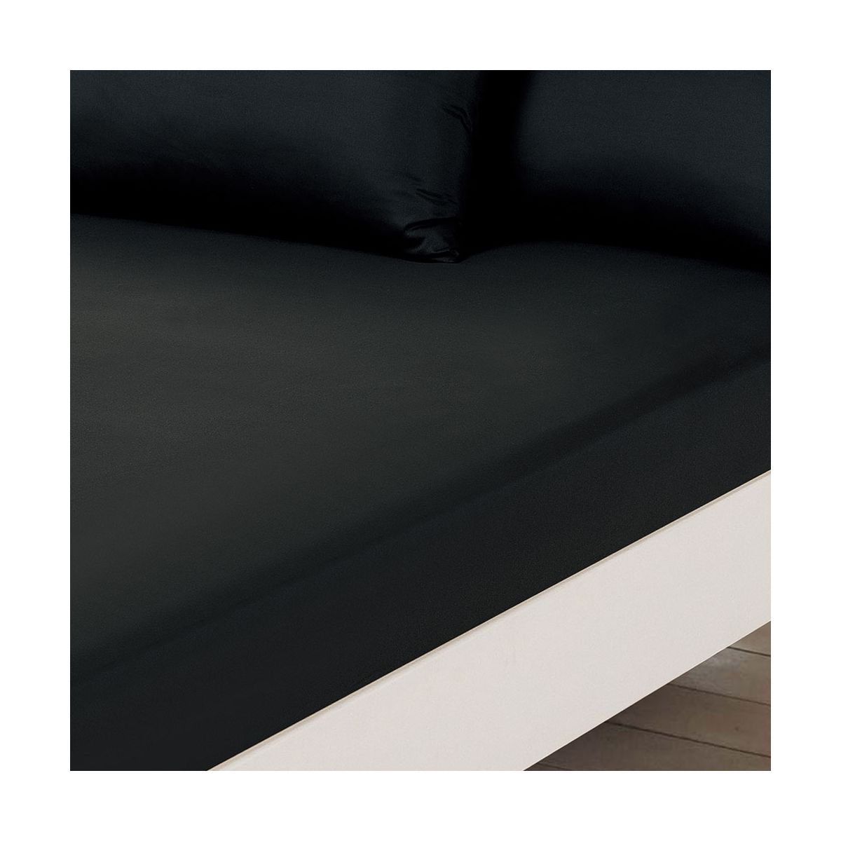 Brentfords Plain Dye Bed Fitted Sheet Soft Microfibre Black