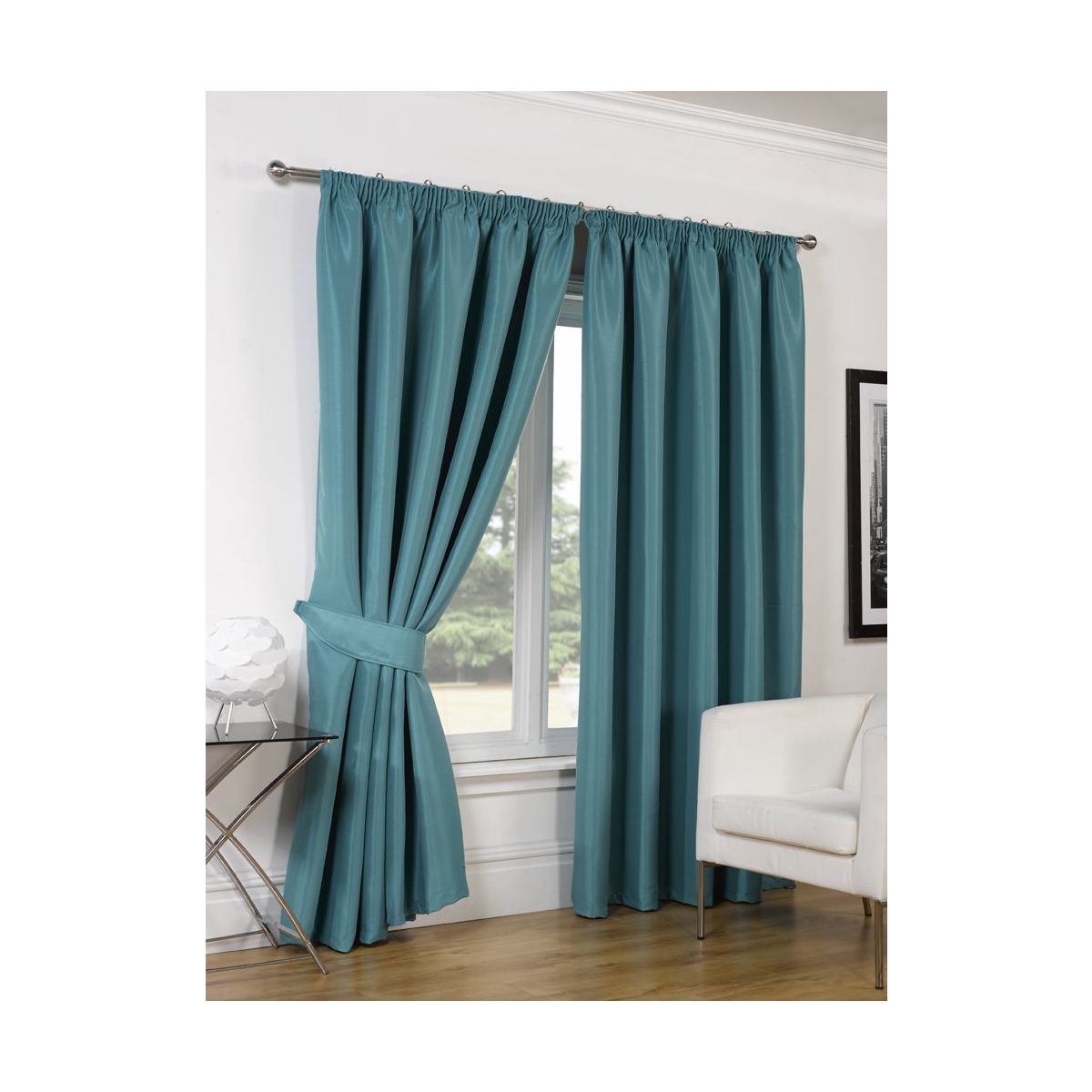 Faux Silk Blackout Curtains - Teal 46x54