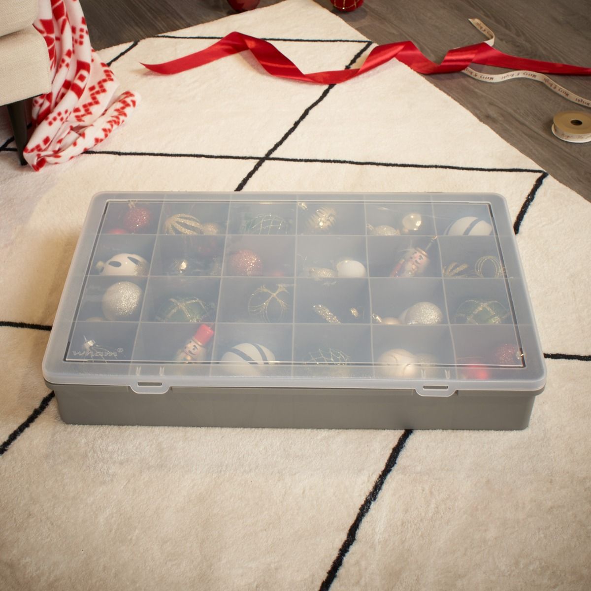 Wham Large Christmas Bauble storage box 24 Compartments Clear