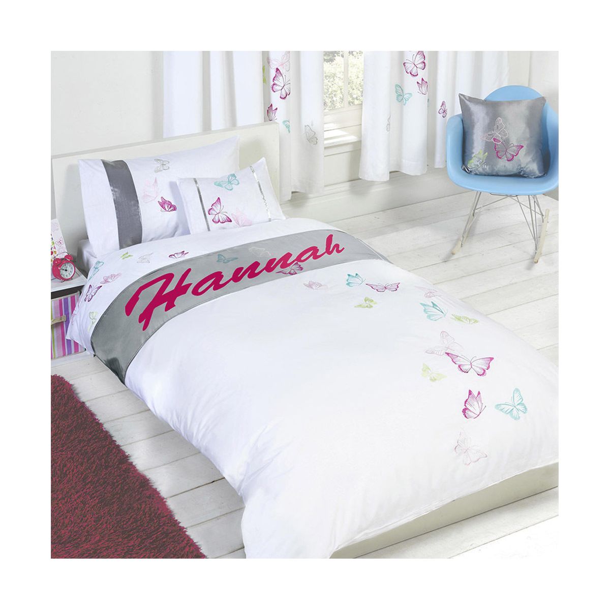 Hannah - Personalised Butterfly Duvet Cover Set