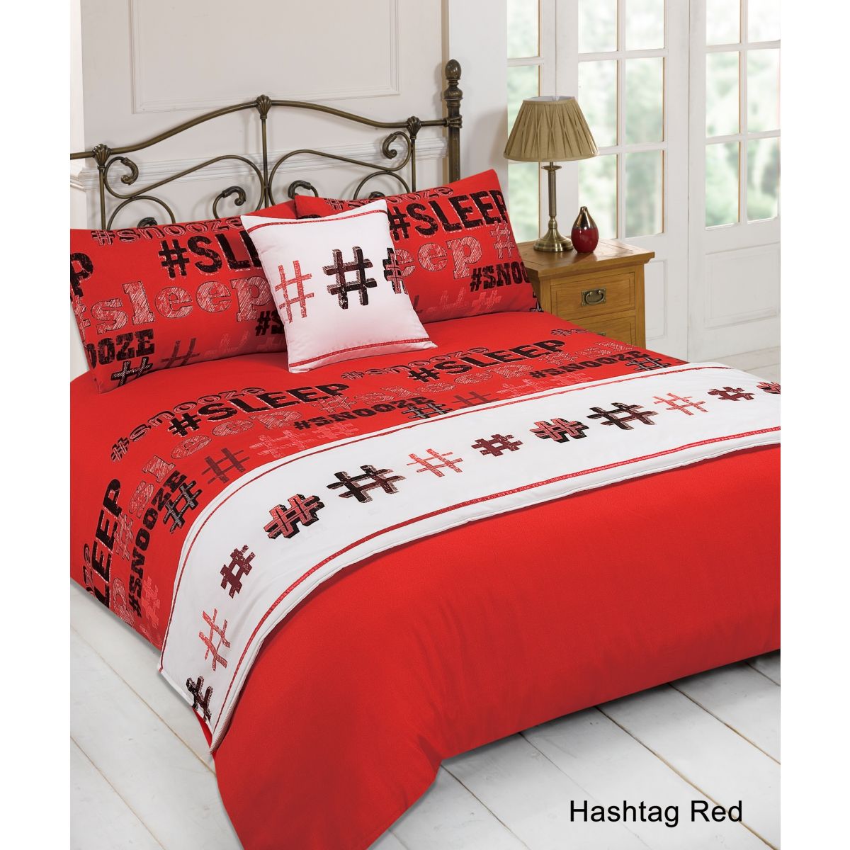Dreamscene Hashtag Bed in a Bag Bedding Set, Red - Super King