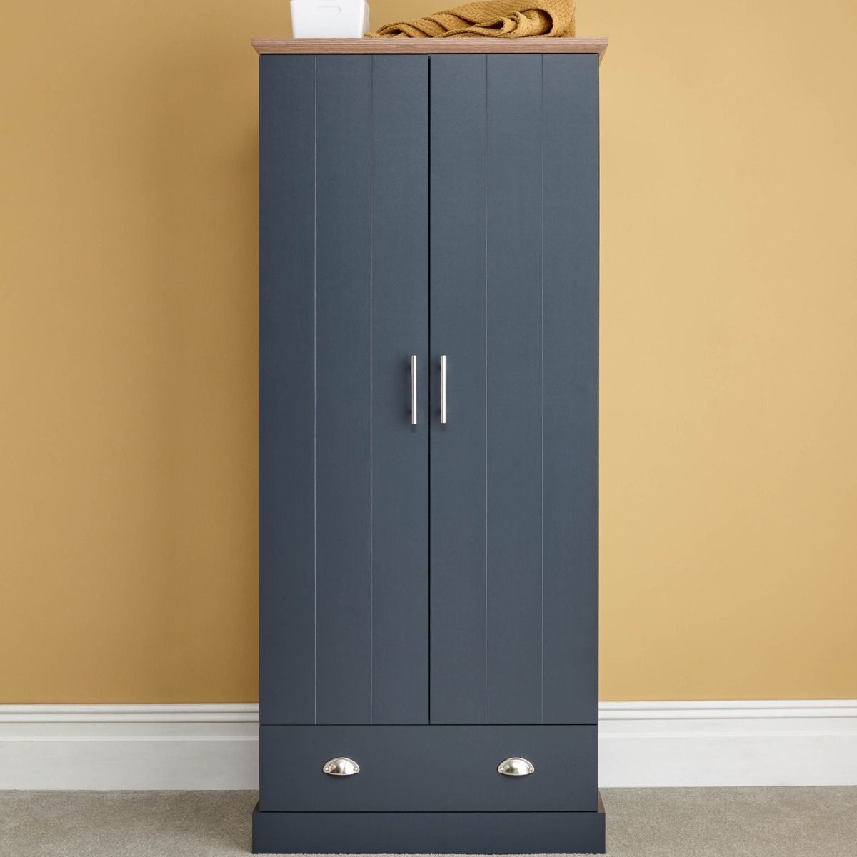 Kenda 2-Door 1-Drawer Wardrobe - Slate Blue